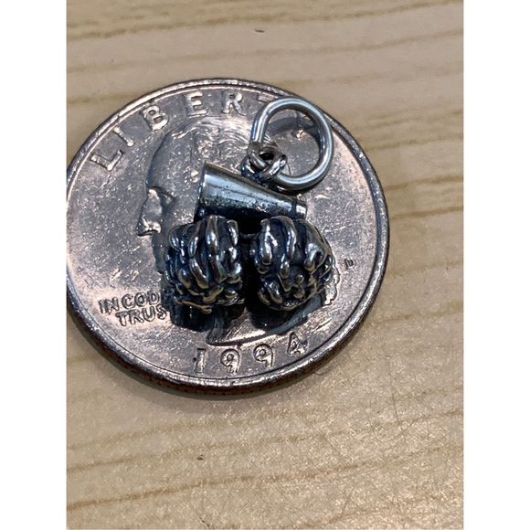 Pom Poms with Small Megaphone Sterling Silver Jewelry Charm #cheerleader - Picture 3 of 3